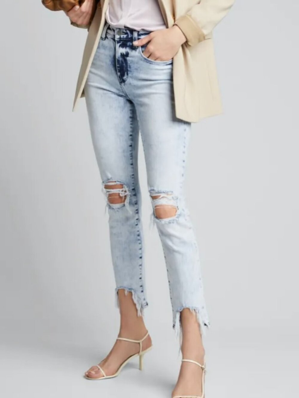 L'Agence High Line Skinny High Rise Jeans Calypso Destruct Size 28
